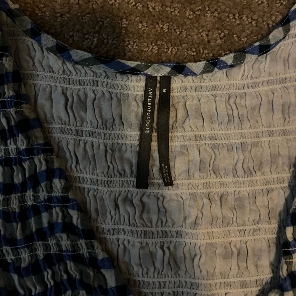 Anthropologie The Peregrine Midi Dress Gingham Blue - Picture 5 of 7